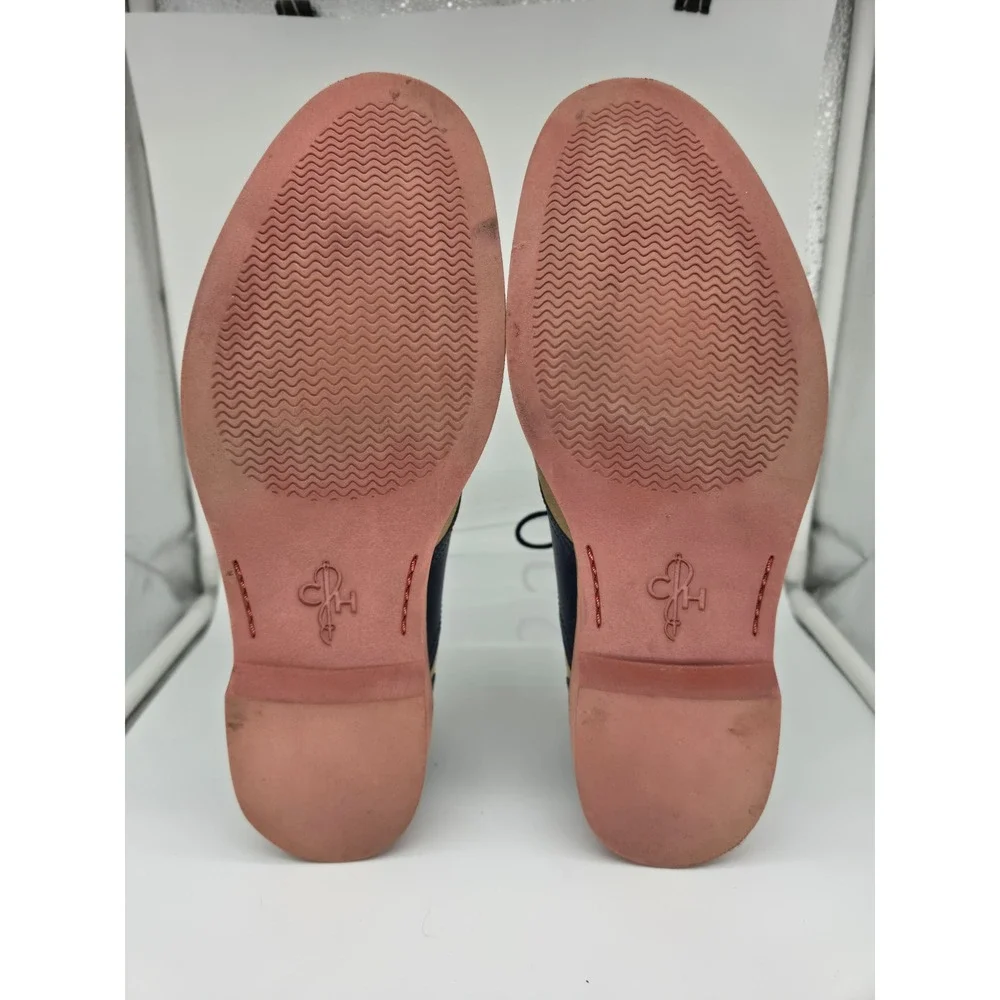 Cole Haan Mens Tan Suede Navy Leather Saddle Shoes Oxford 9.5 M Preppy Academia